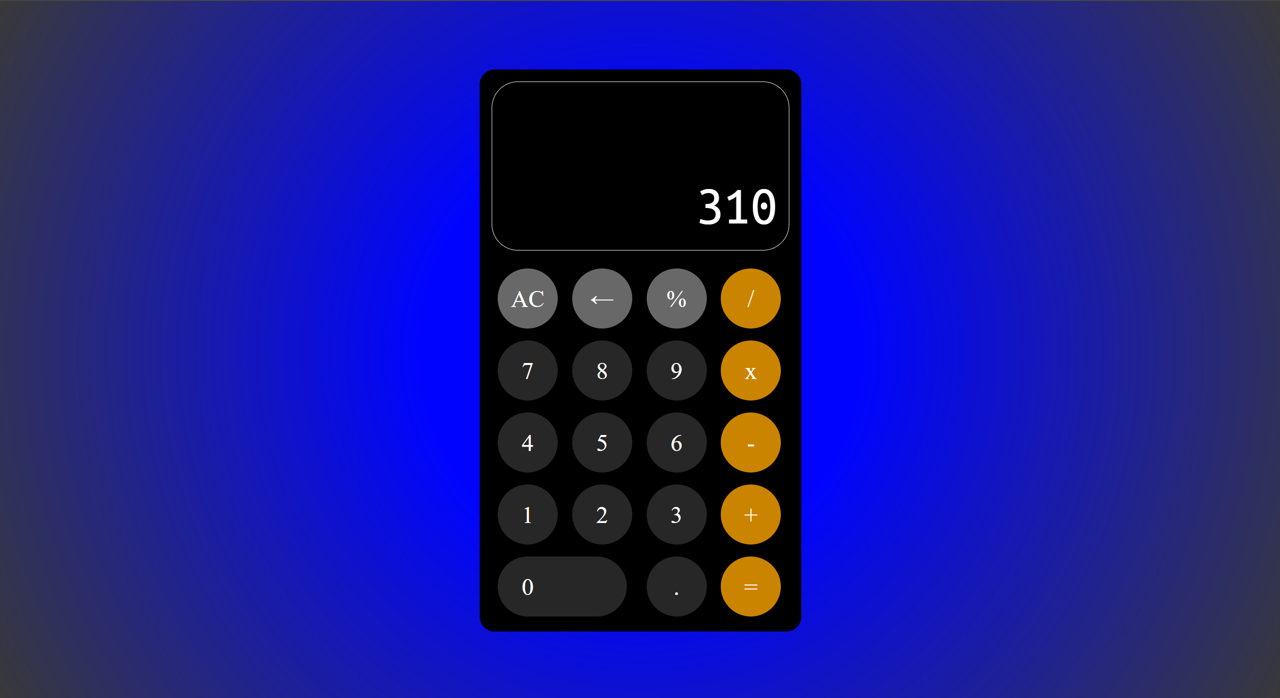 Calculator project screenshot