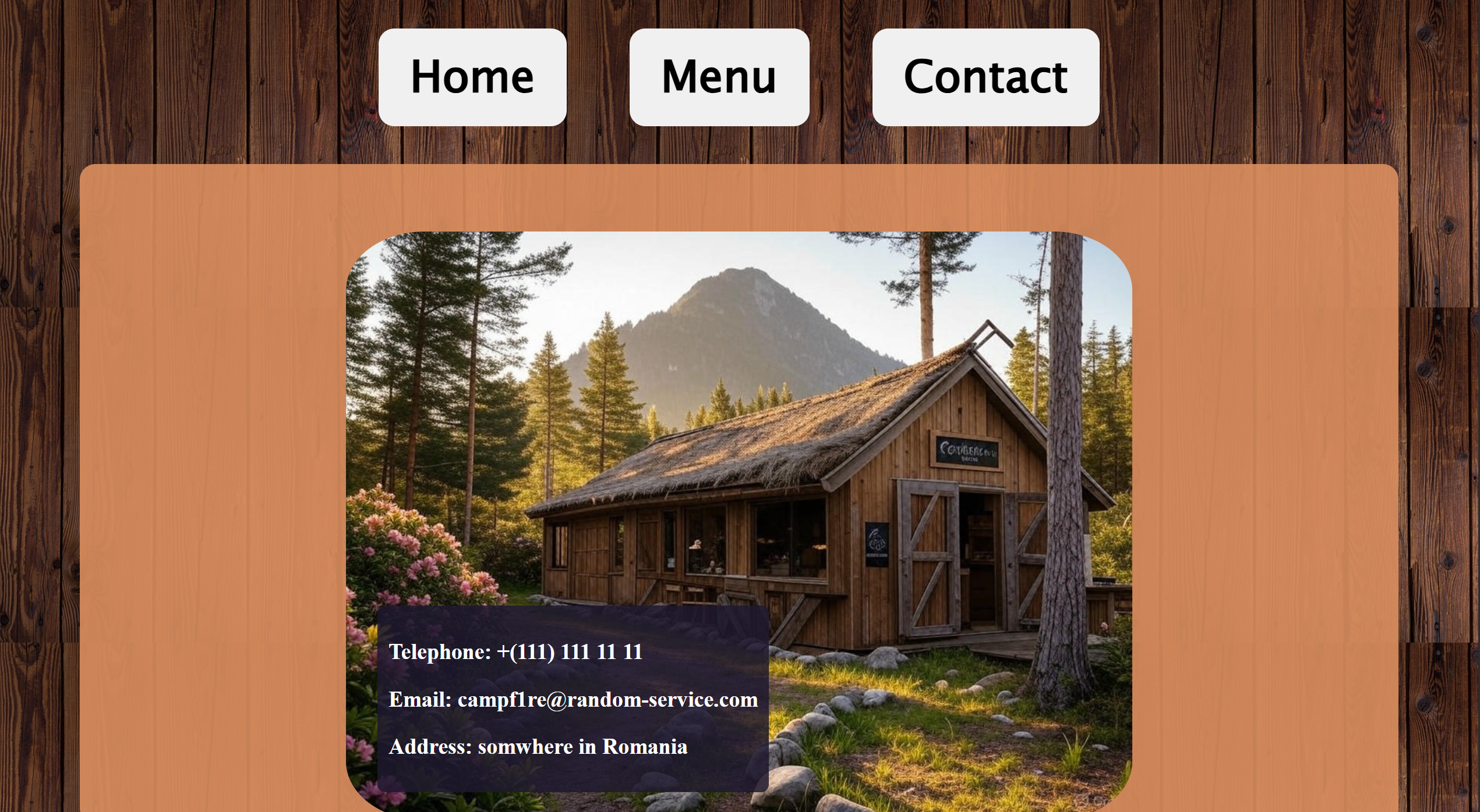Restaurant page project screenshot