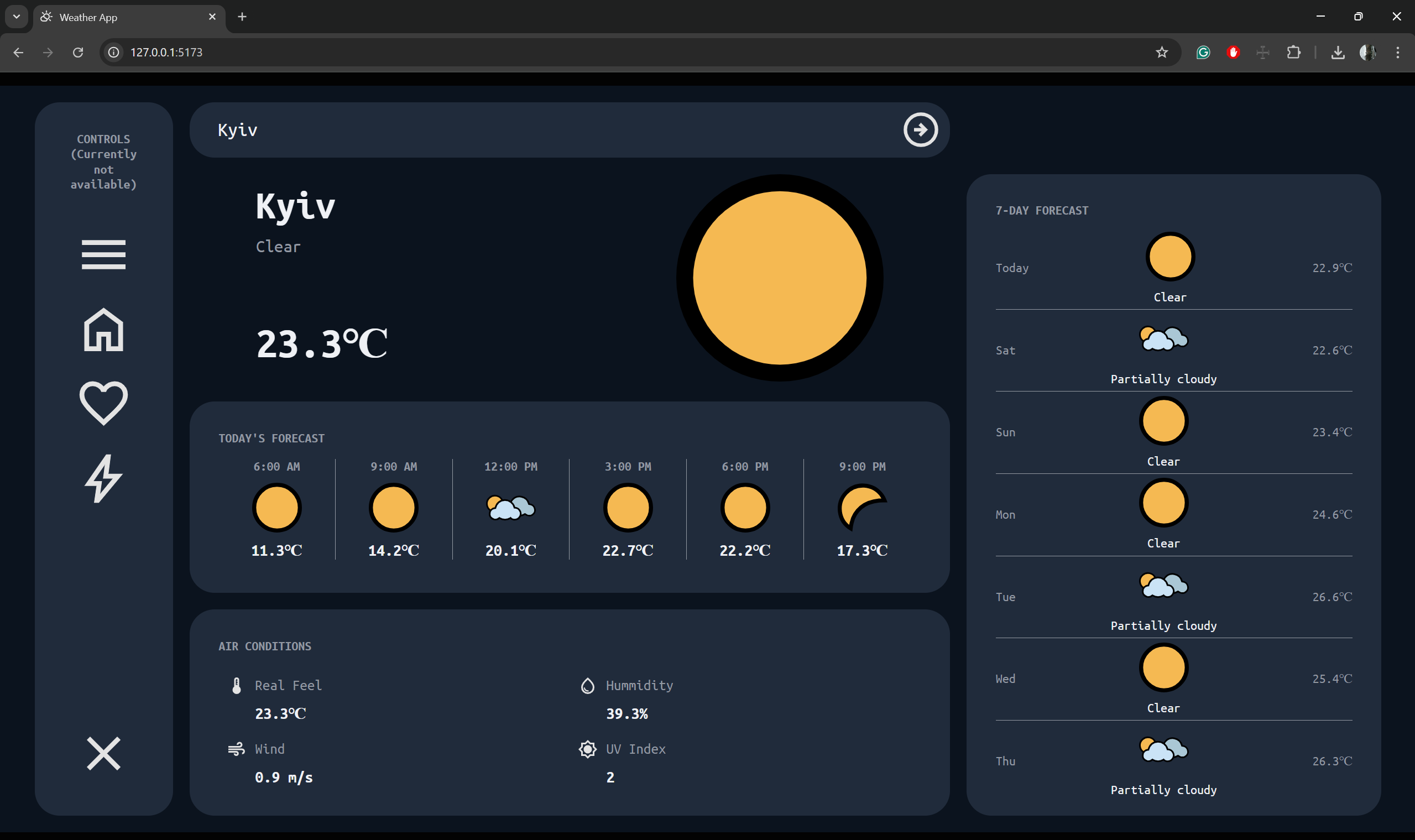 Weather app screenshot